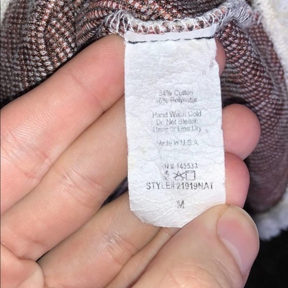 𝅺w5 Anthropologie Cream Red Long Sleeve Blouse M - Picture 6 of 8